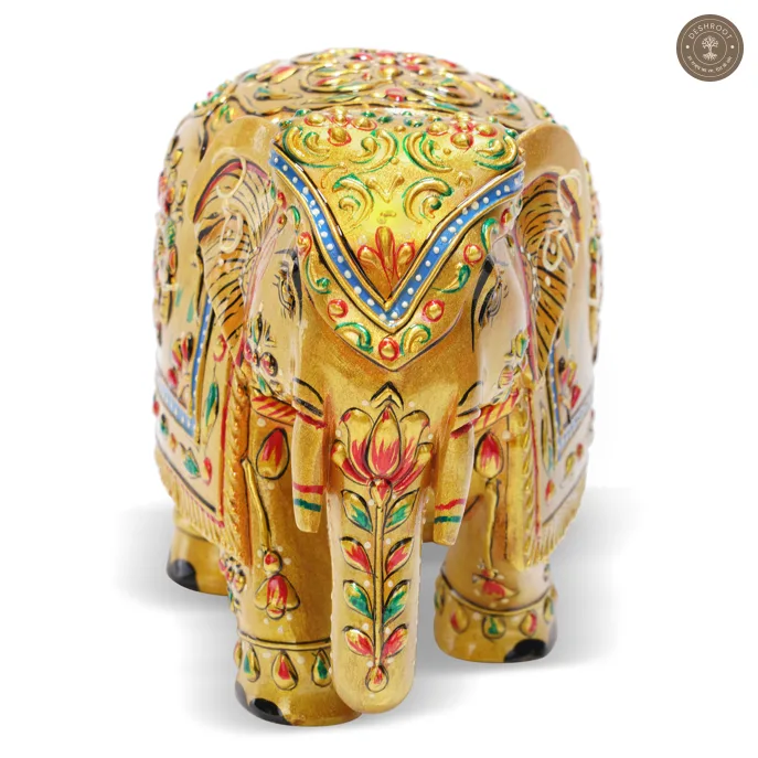 Golden Wooden Elephant Showpiece