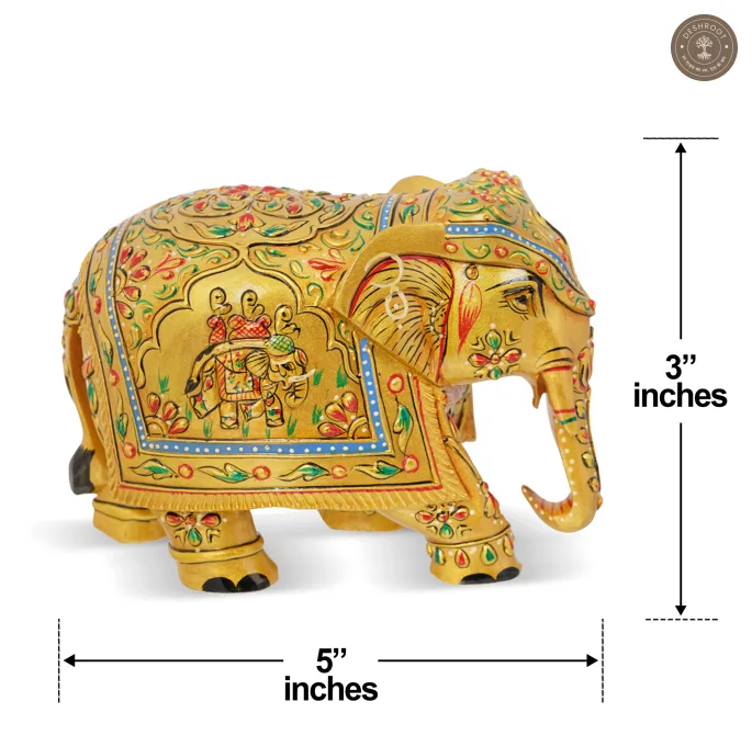 Golden Wooden Elephant Showpiece