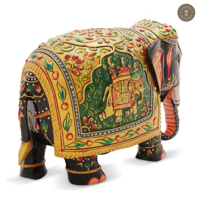 Wooden Elephant with green Arch