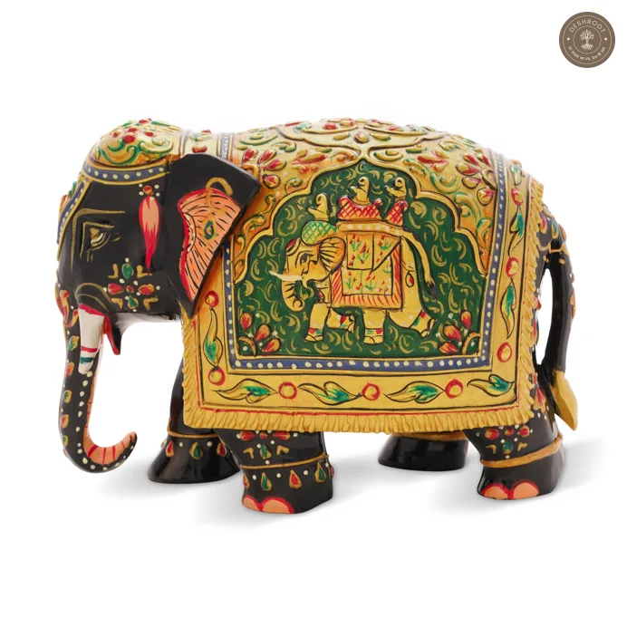 Wooden Elephant with green Arch