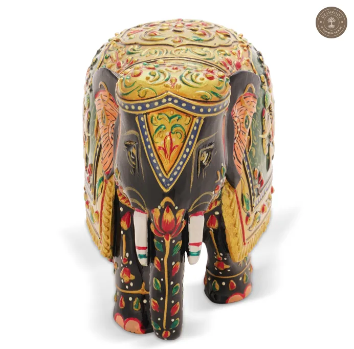Wooden Elephant with green Arch