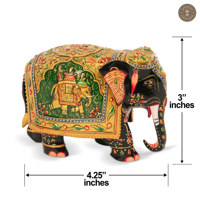 Wooden Elephant with green Arch