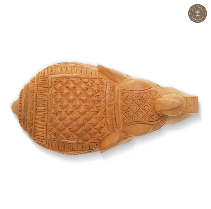 Handcrafted Wooden Elephant Showpiece with Intricate Carving
