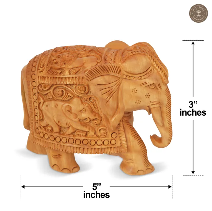 Handcrafted Wooden Elephant Showpiece with Intricate Carving 2