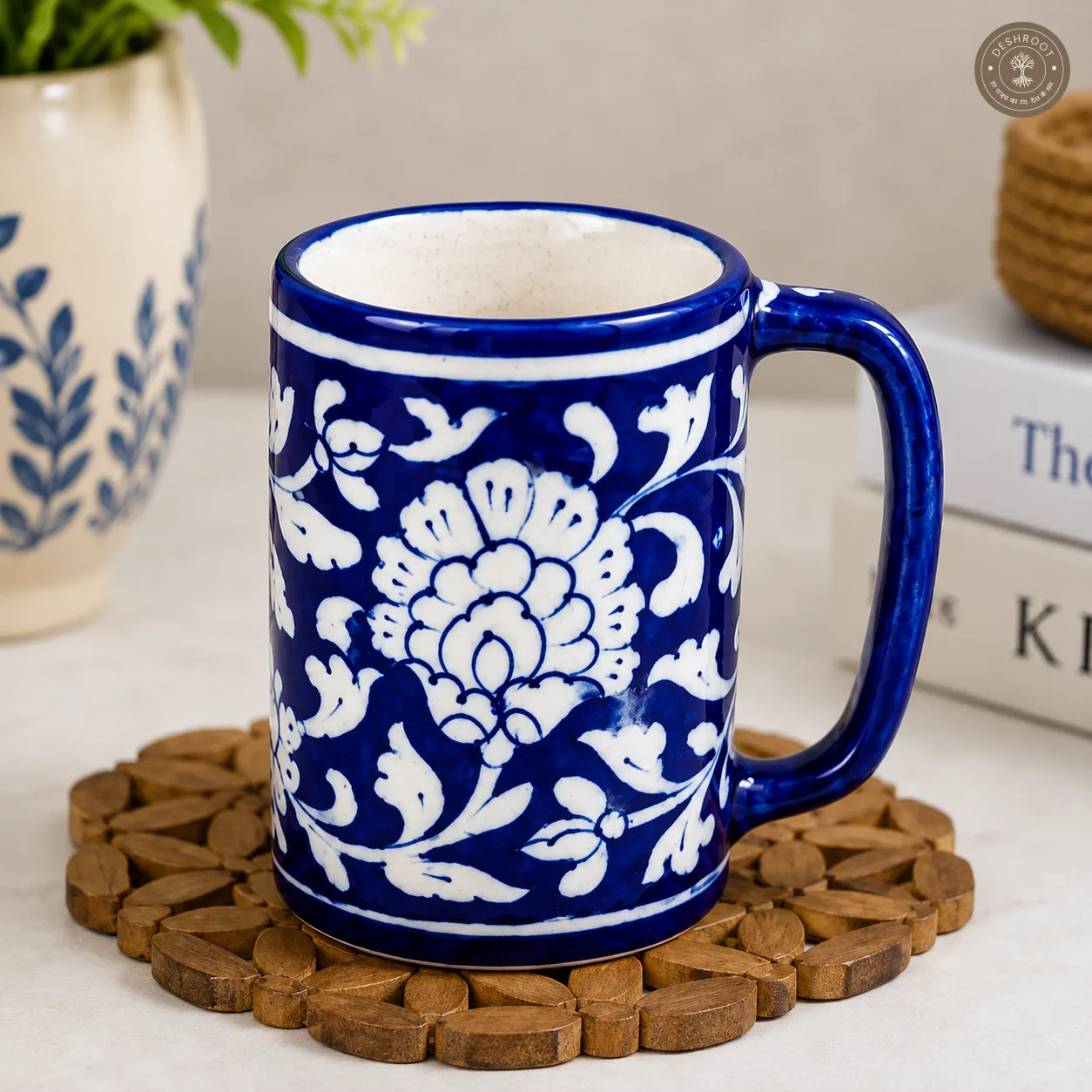 Handcrafted Jaipur Blue Pottery Ceramic Coffee Mug