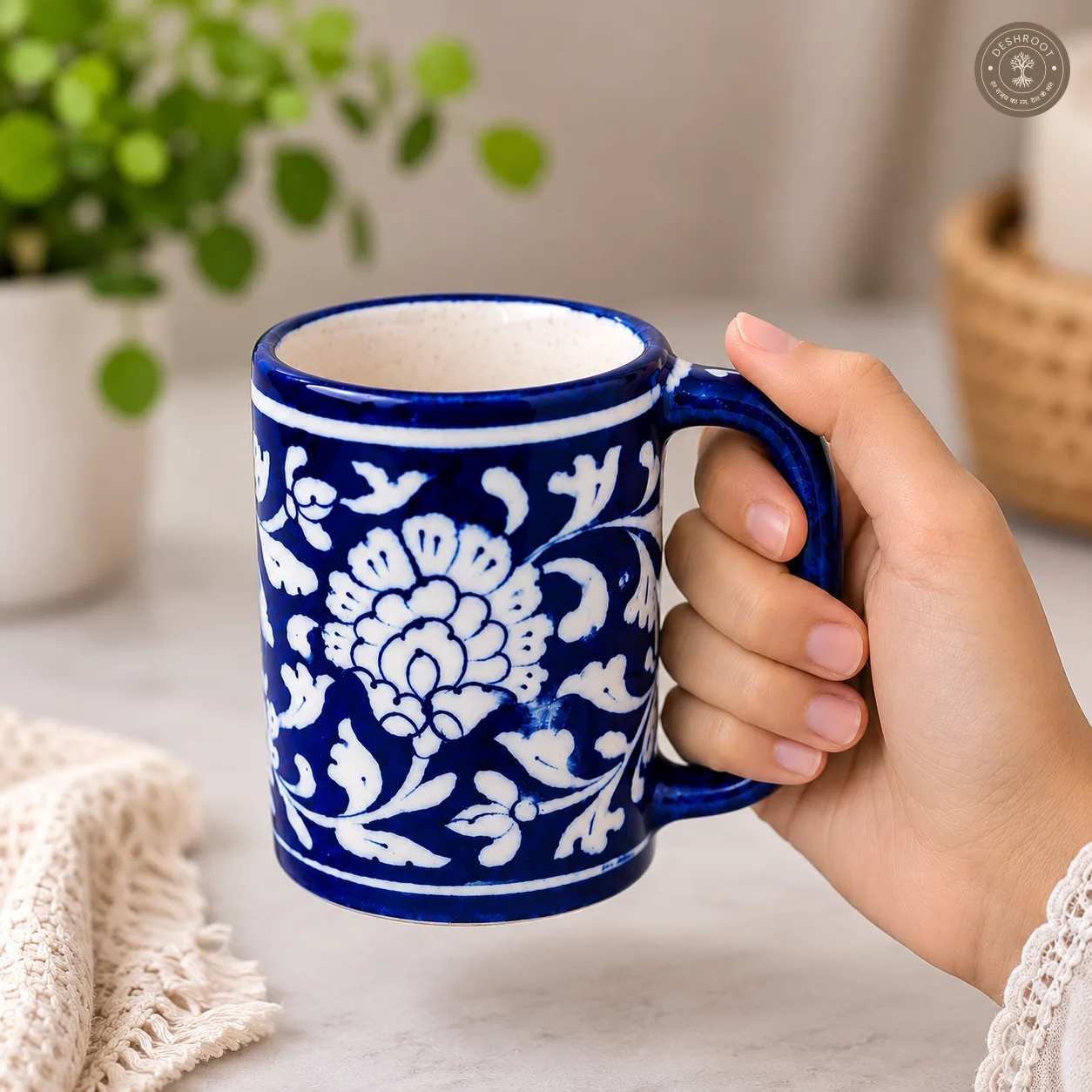 Handcrafted Jaipur Blue Pottery Ceramic Coffee Mug