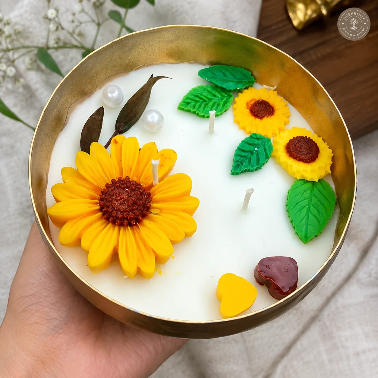 Sunshine Floral Urli Candle