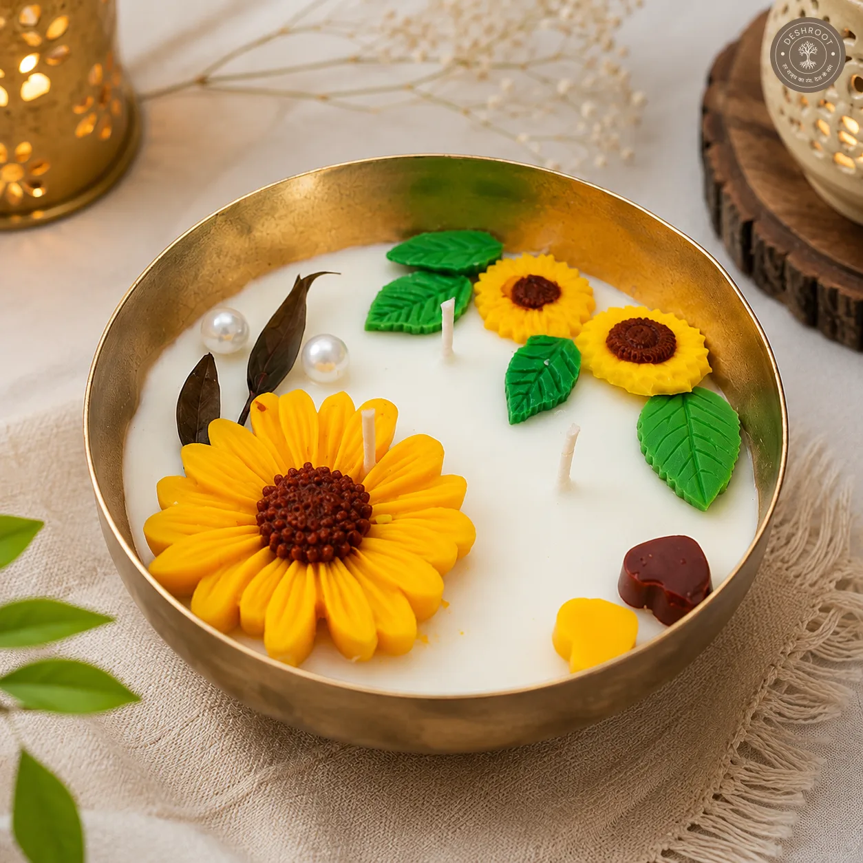 Sunshine Floral Urli Candle