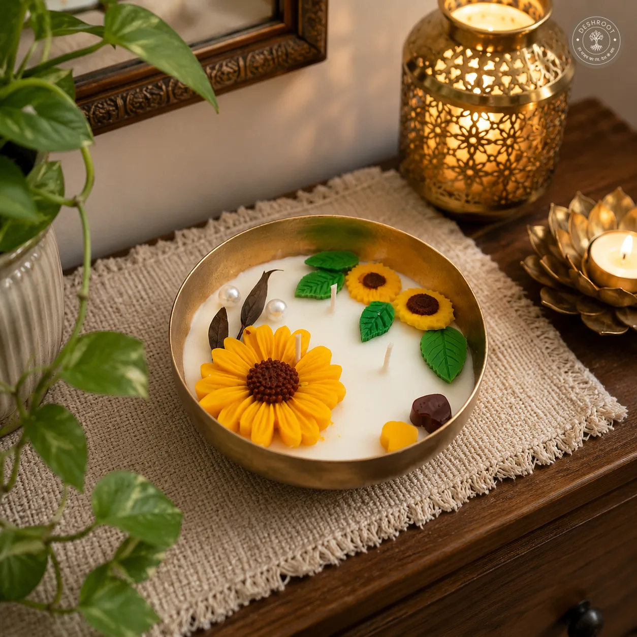 Sunshine Floral Urli Candle