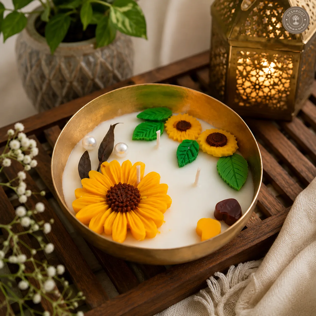 Sunshine Floral Urli Candle