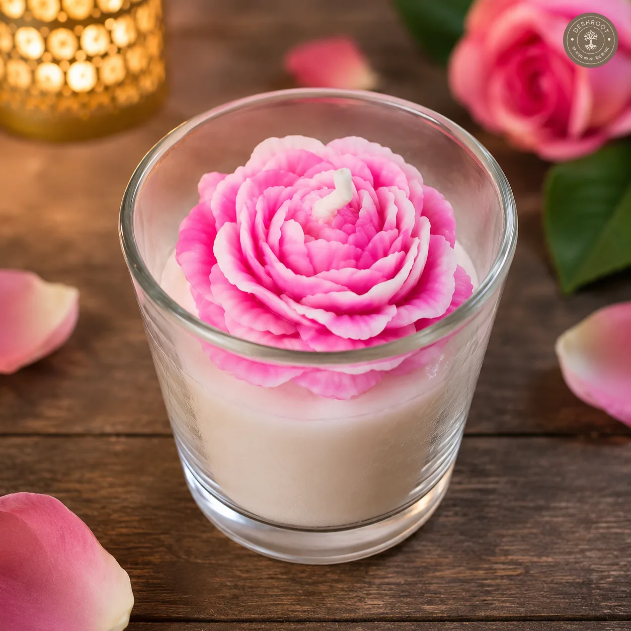 Blooming Rose Shot Glass Candle