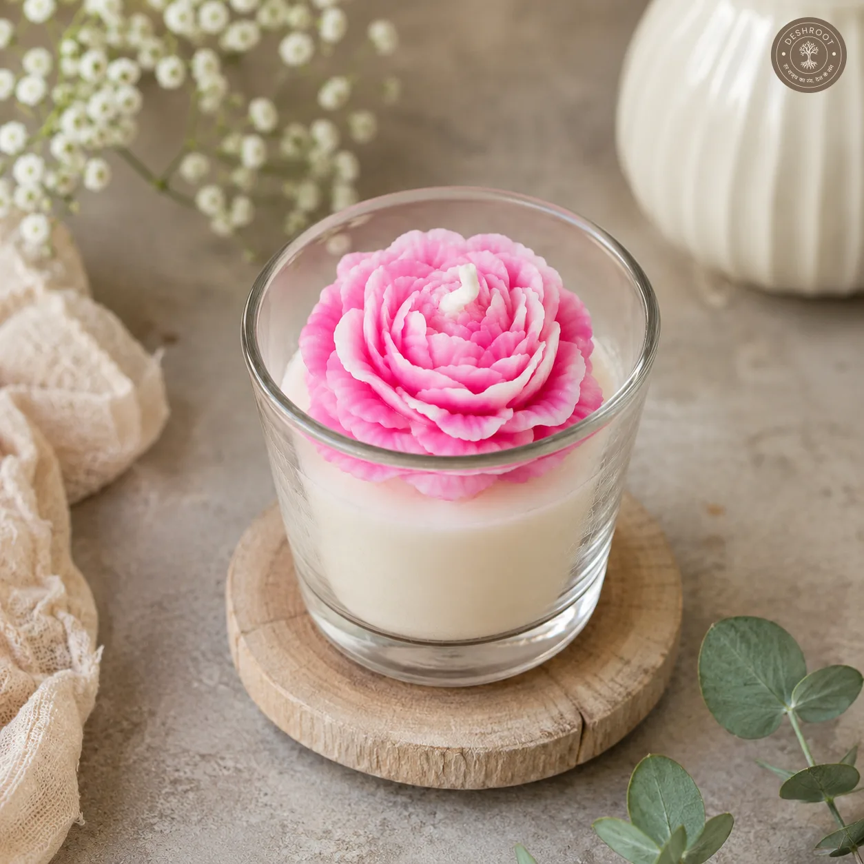 Blooming Rose Shot Glass Candle