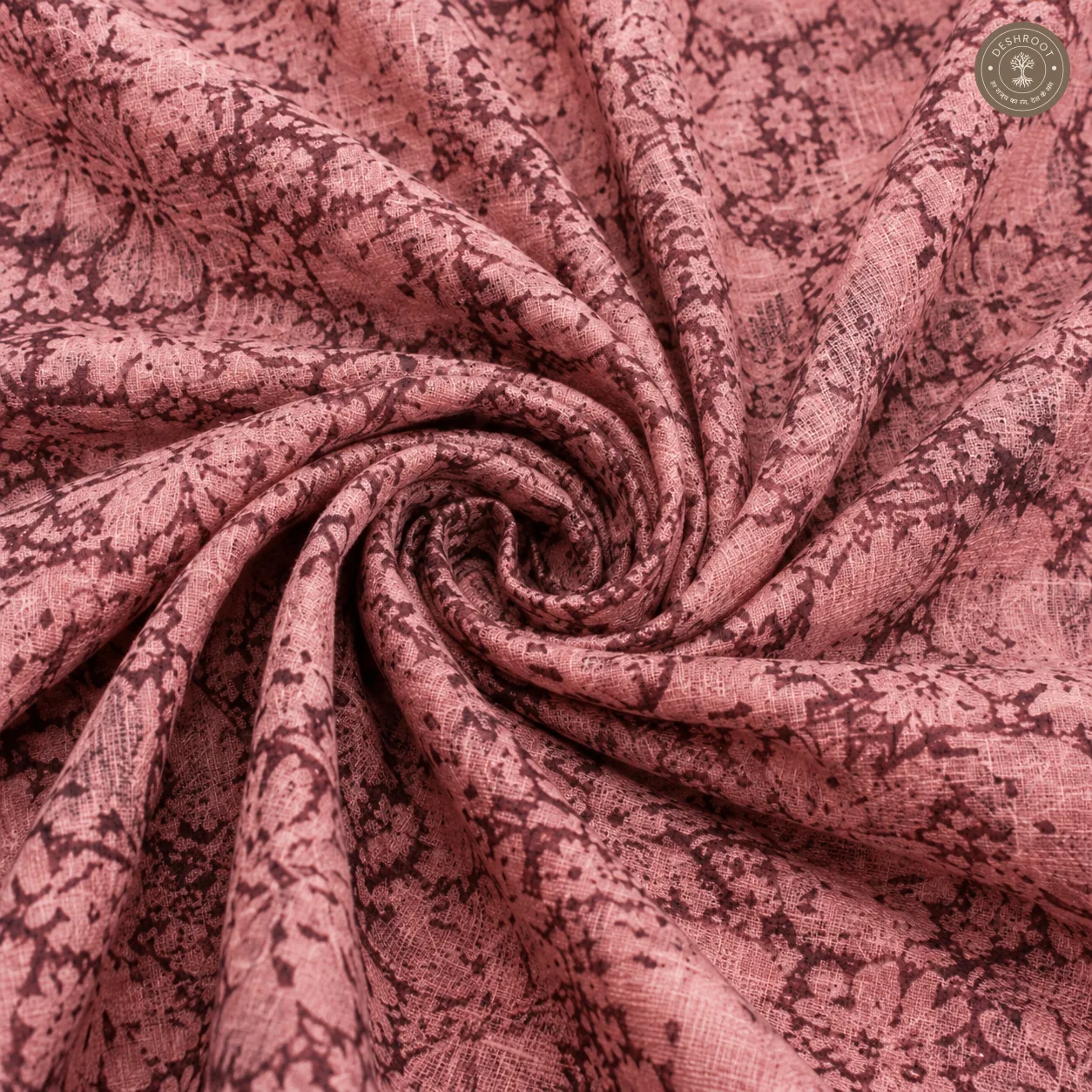 Dusty Pink Floral Print Unstitched Cotton Suit Set with Matching Dupatta (2 Piece set)