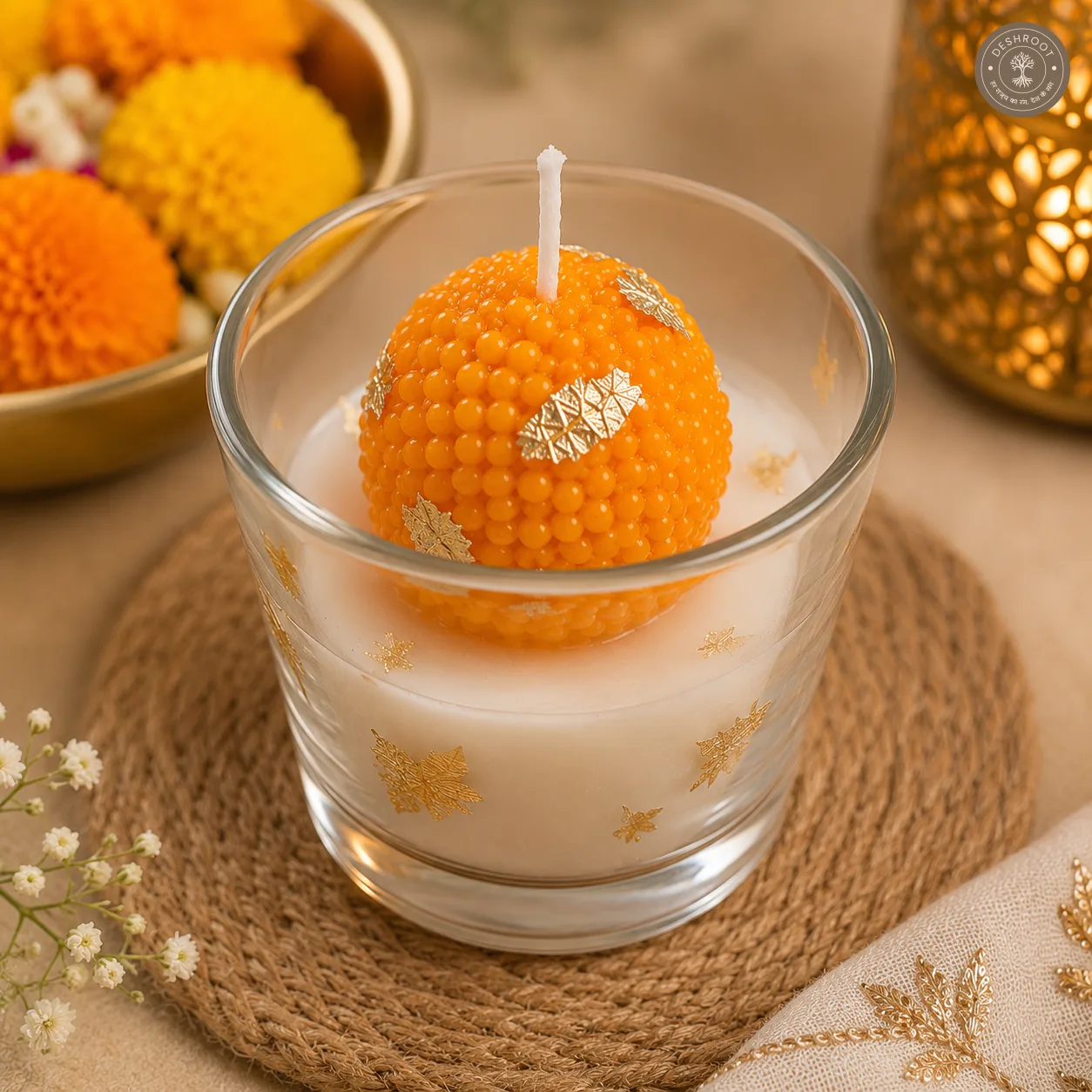 Festive Ladoo Shot Glass Candle