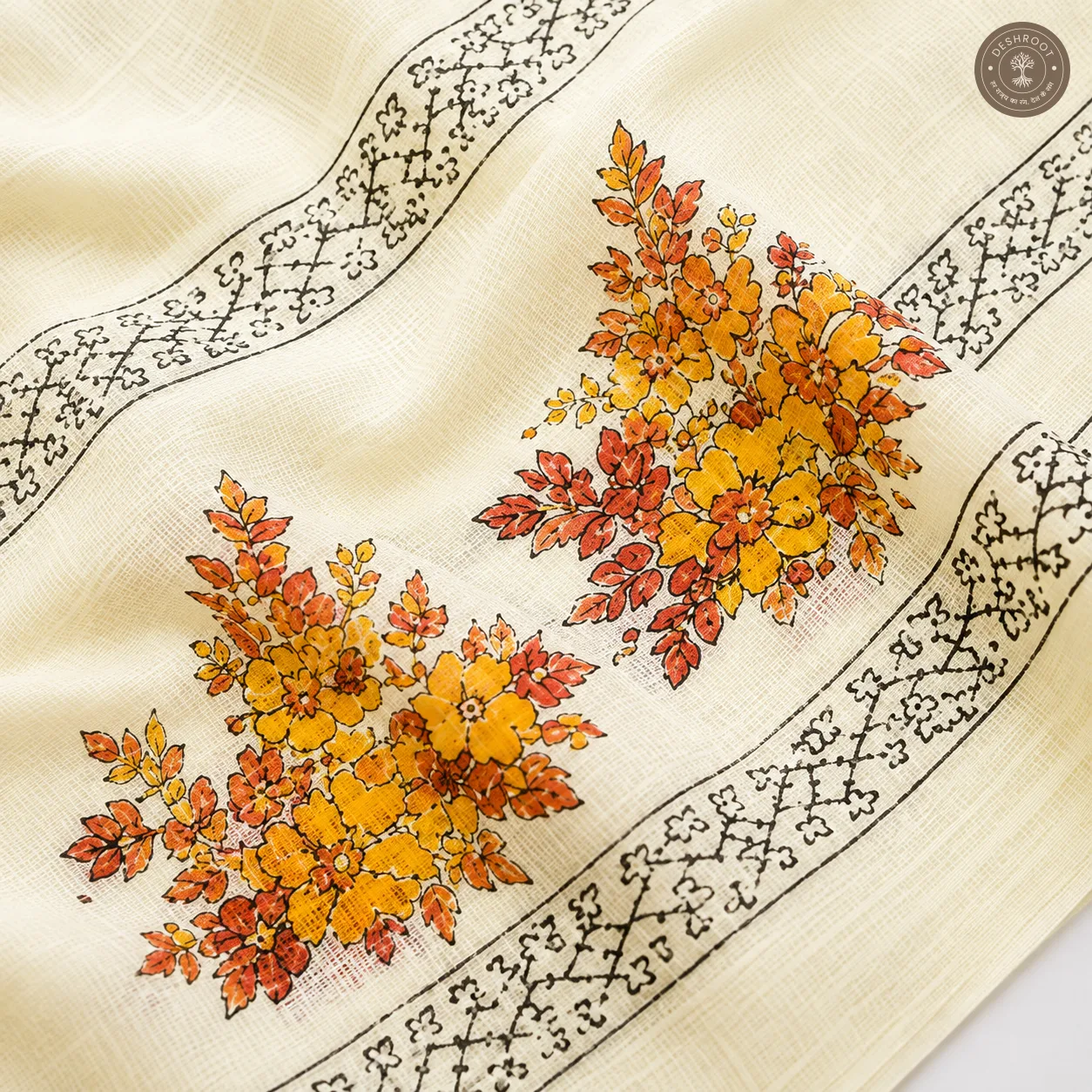 Elegant Floral Print Unstitched Dress Material with Printed Dupatta (2 piece set)