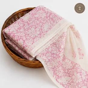 Blush Pink Floral Printed 2-Piece Dress Material with Dupatta