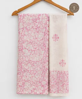 Blush Pink Floral Printed 2-Piece Dress Material with Dupatta