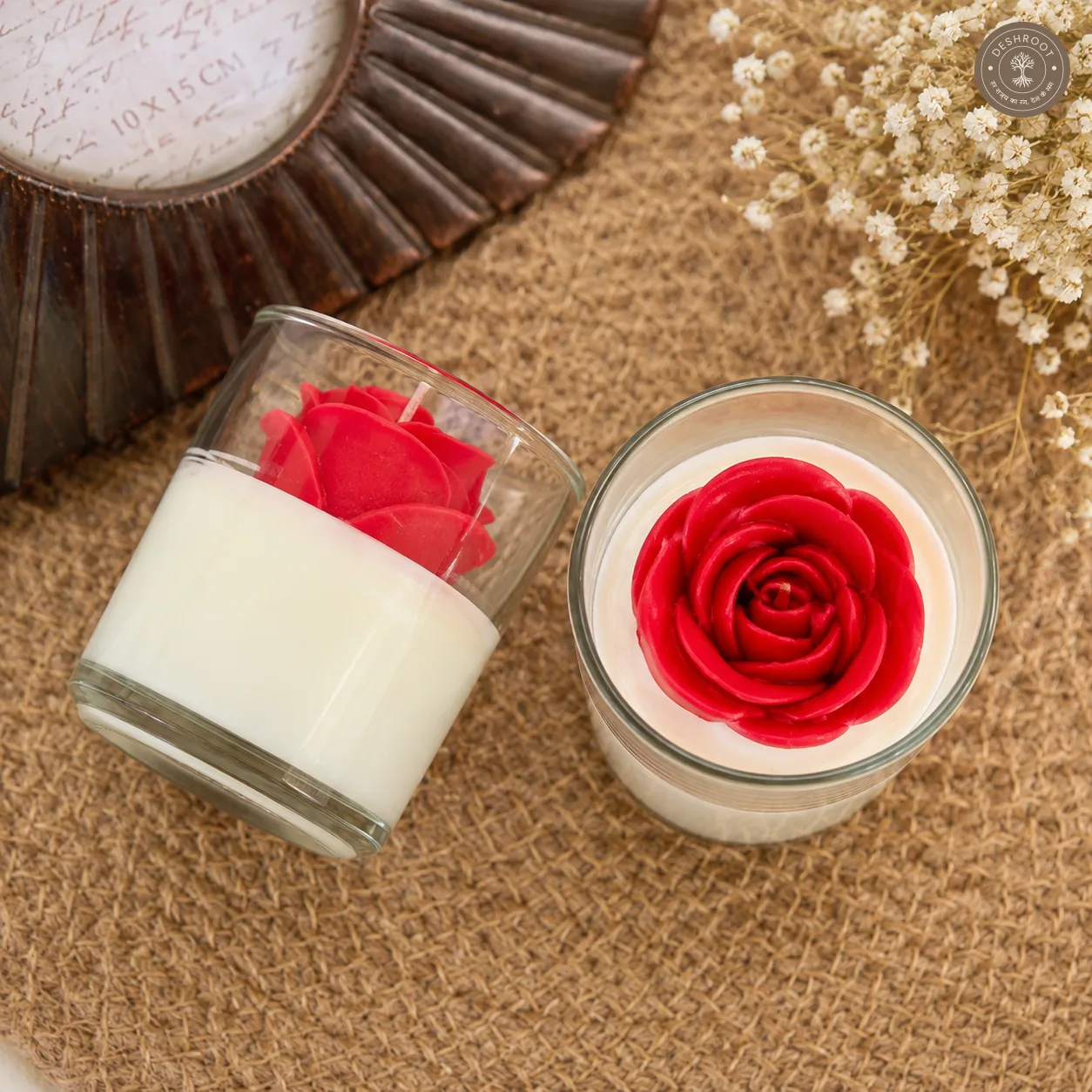 Red Rose Shot Glass Candle