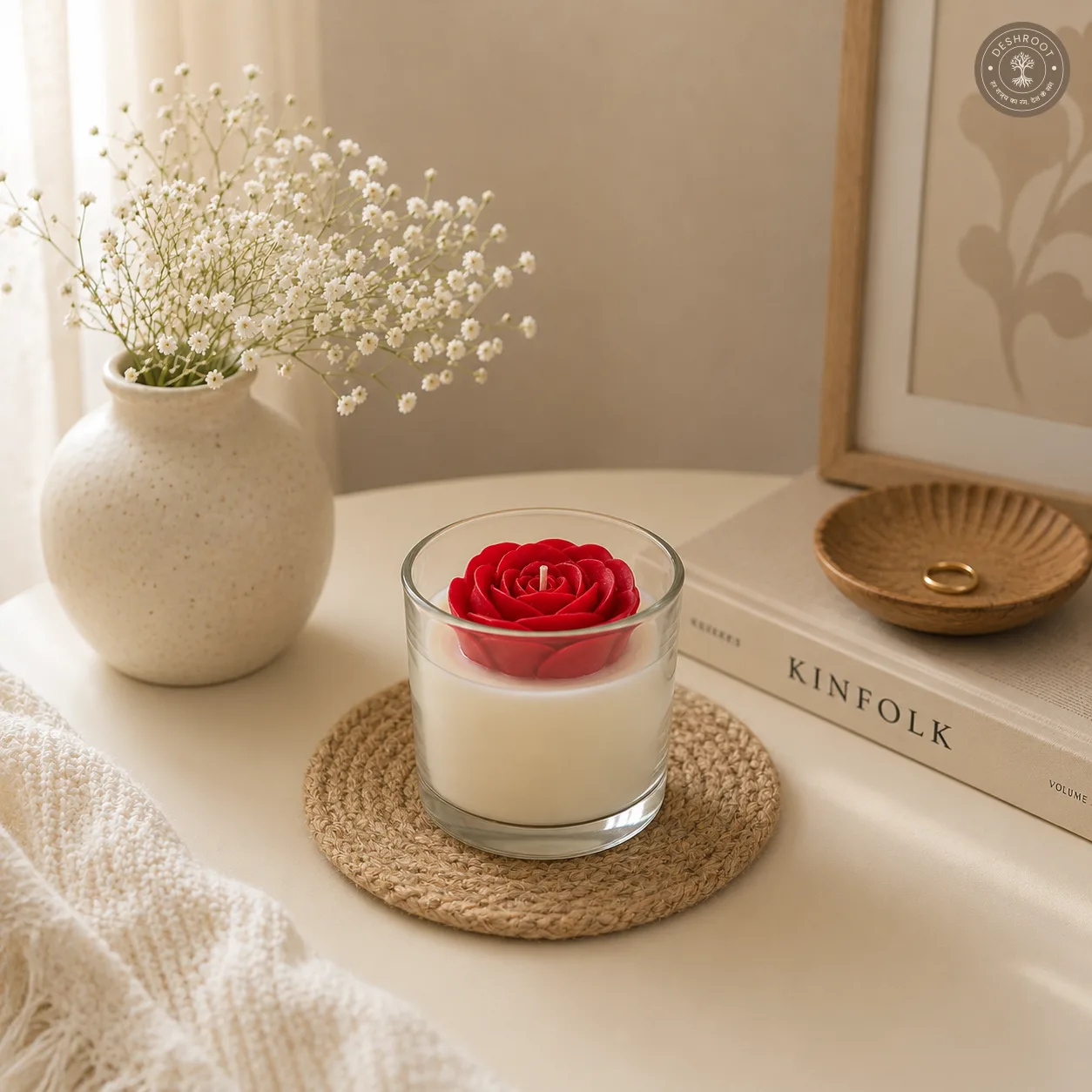 Red Rose Shot Glass Candle