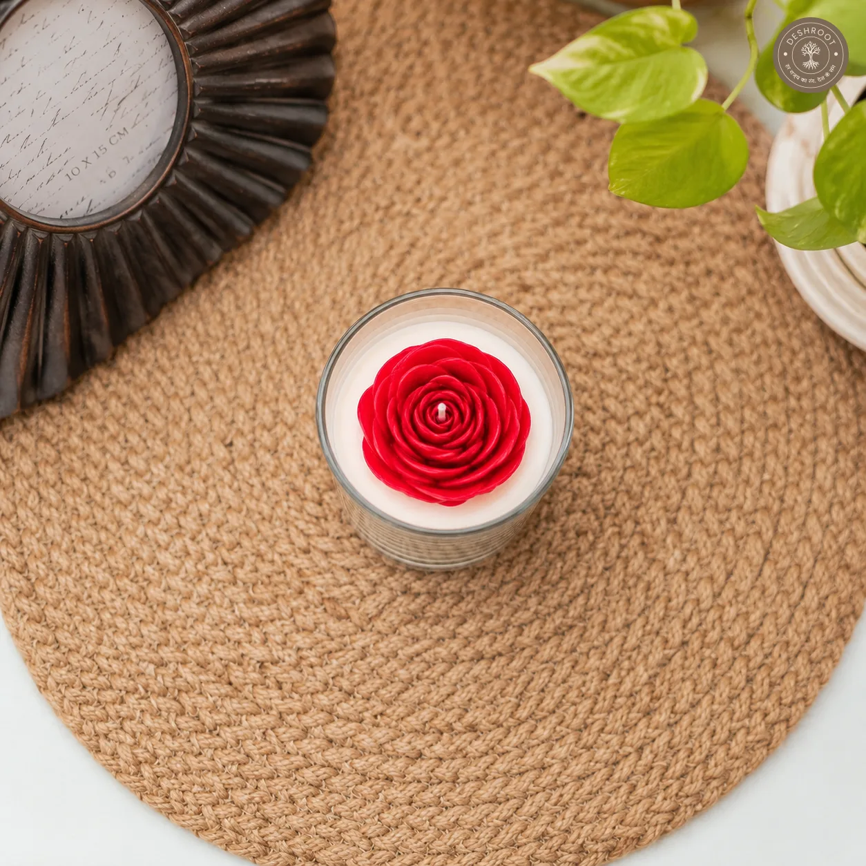 Red Rose Shot Glass Candle