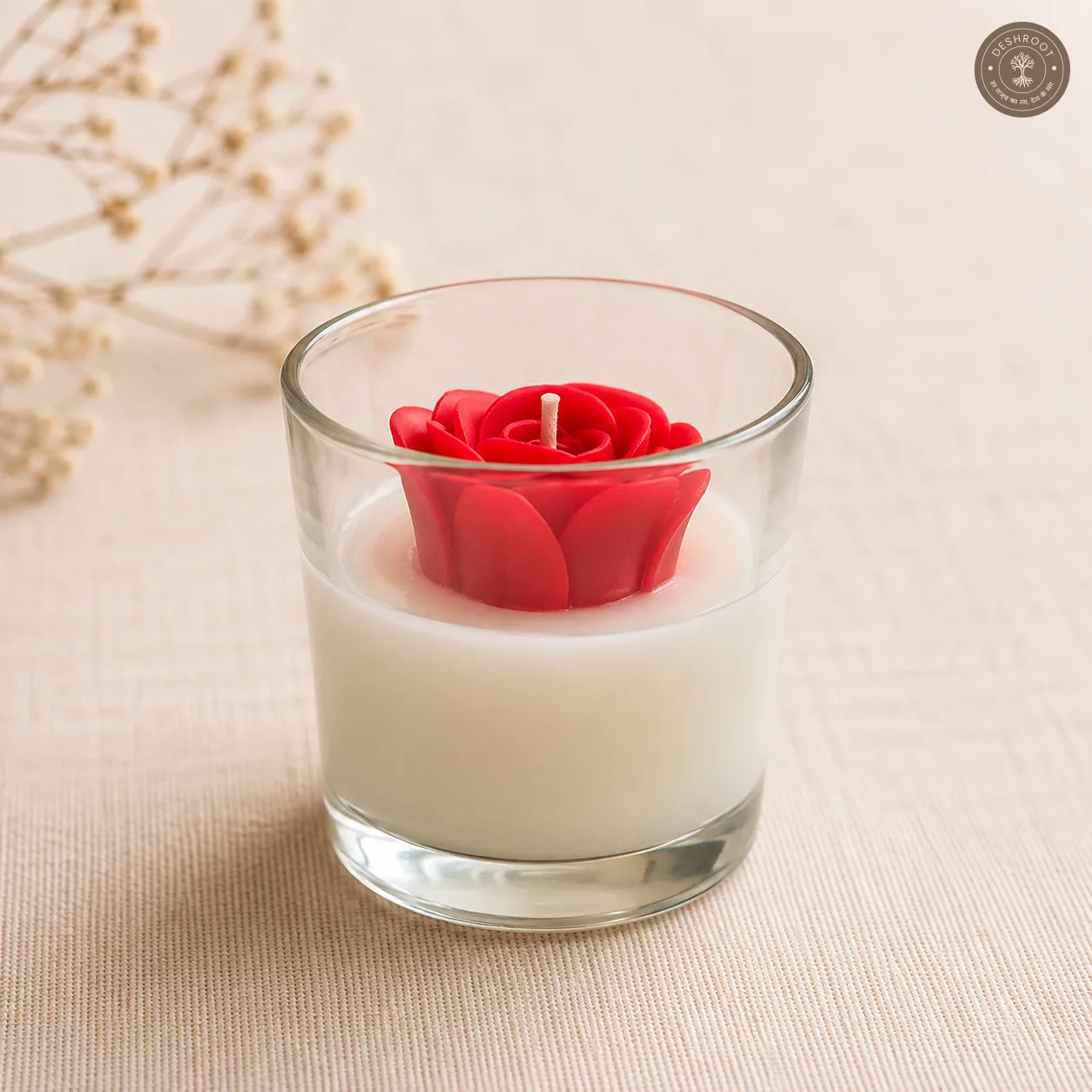 Red Rose Shot Glass Candle