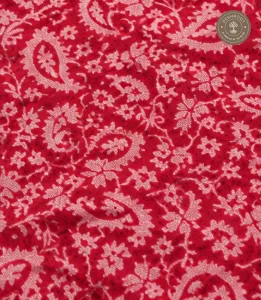 Crimson Red Paisley Printed Unstitched Dress Material with Blush Pink Dupatta – 2 Piece Set
