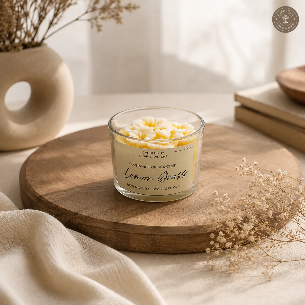 Lemongrass Floral Soy & Gel Wax Candle