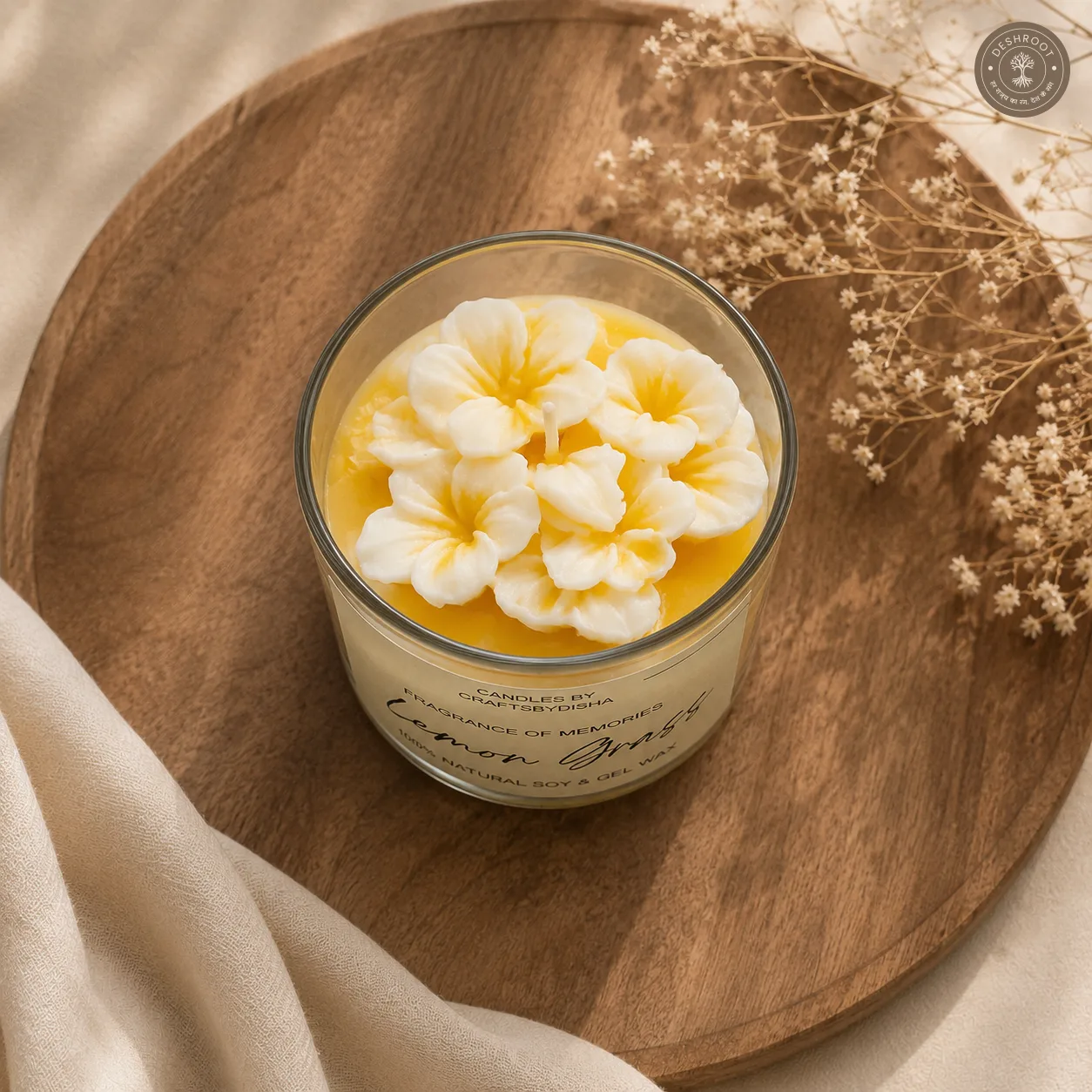 Lemongrass Floral Soy & Gel Wax Candle