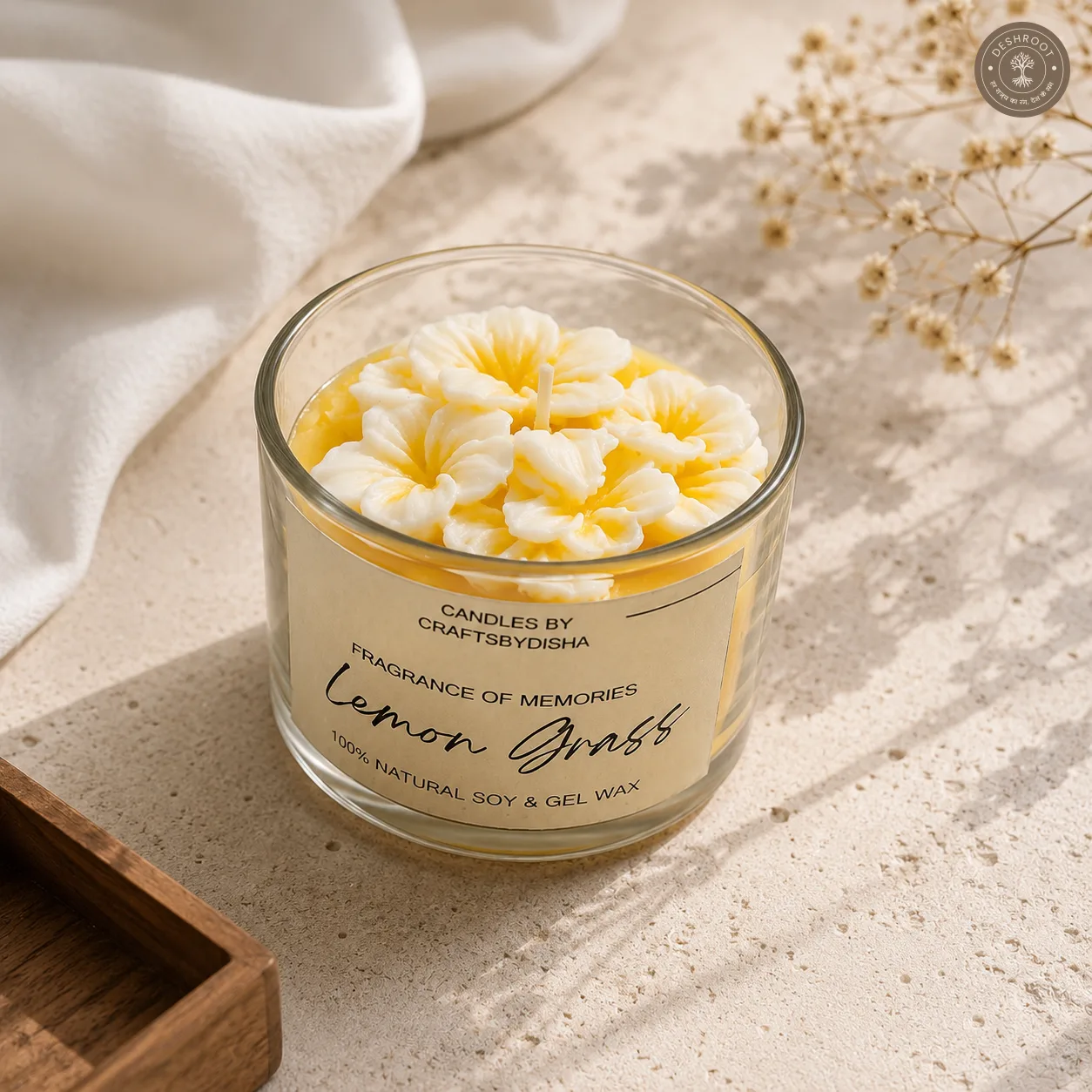 Lemongrass Floral Soy & Gel Wax Candle