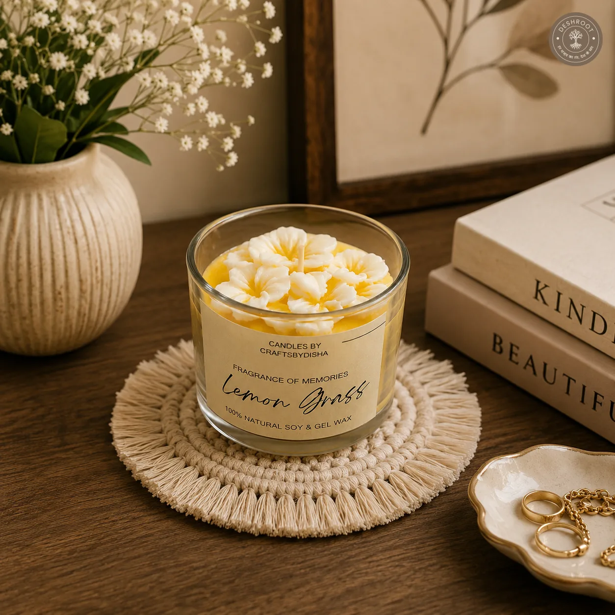 Lemongrass Floral Soy & Gel Wax Candle