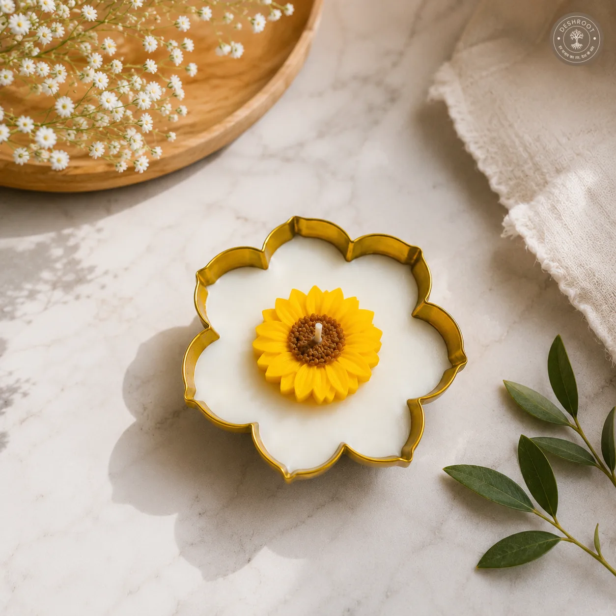 Sunflower Urli Decorative Candle