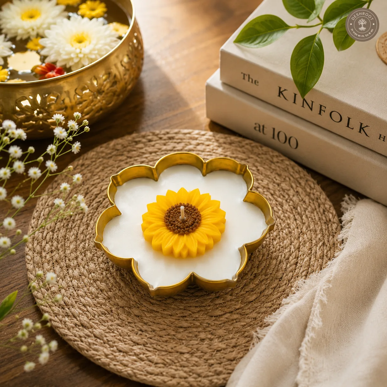 Sunflower Urli Decorative Candle