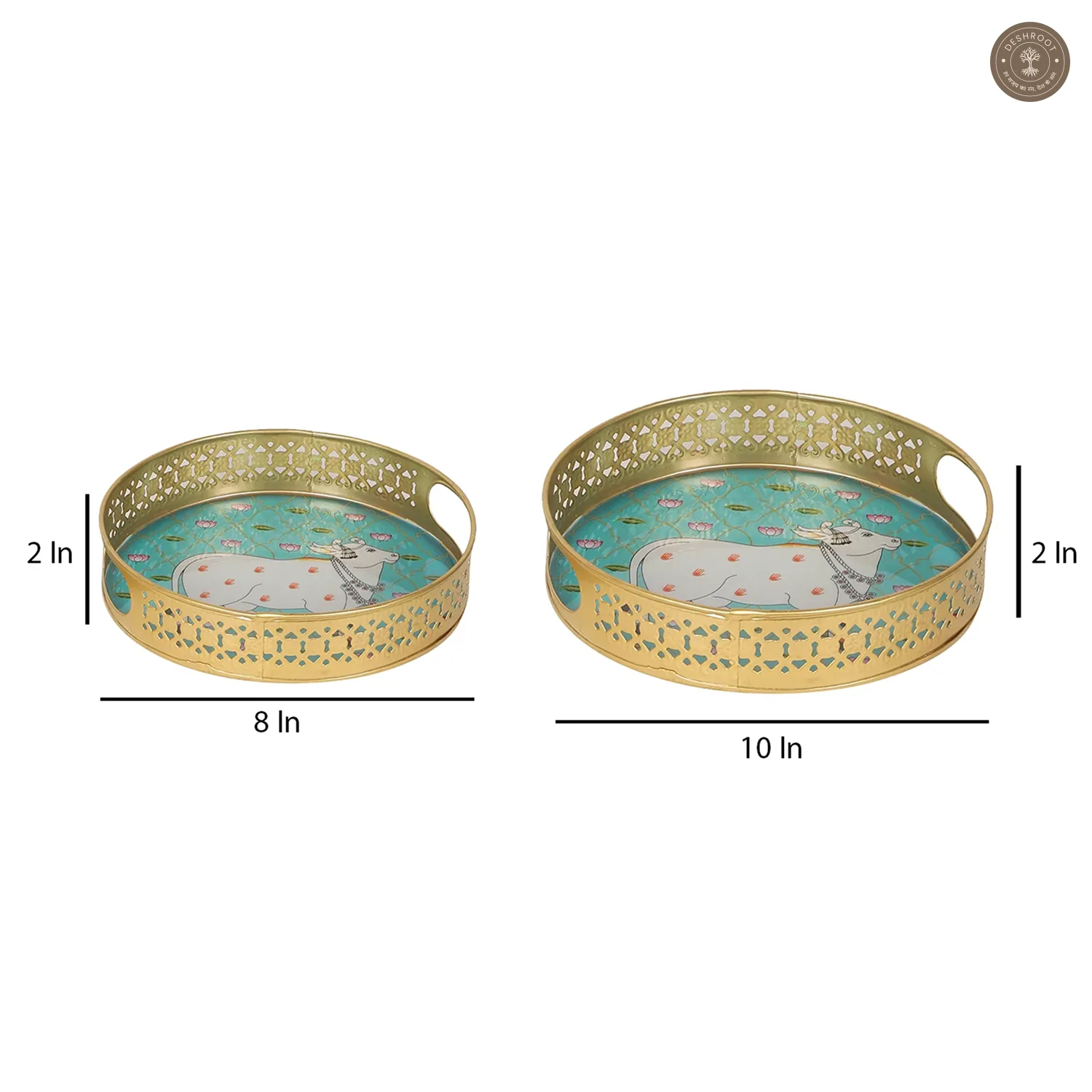 Green Cow Tray Set of 2