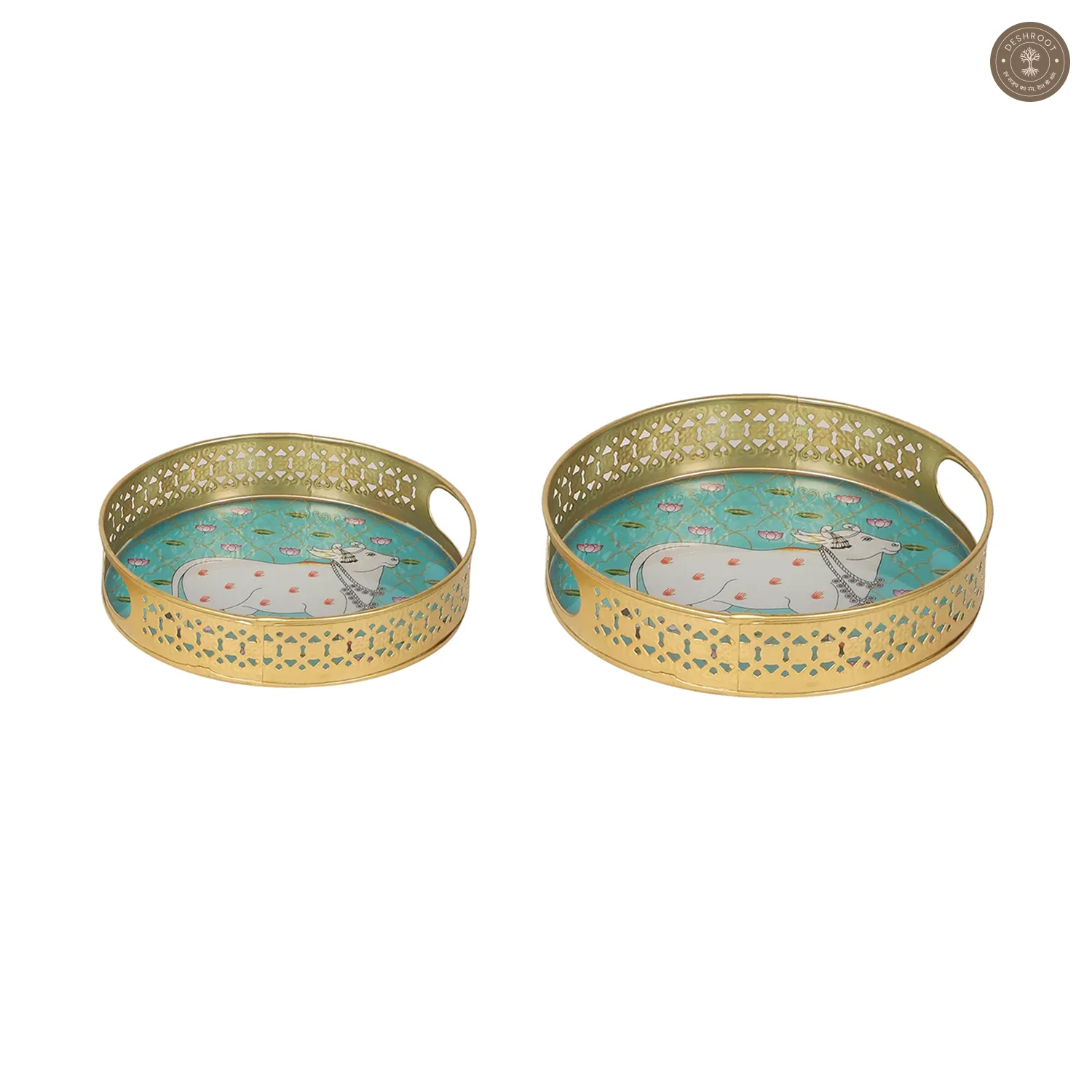 Green Cow Tray Set of 2