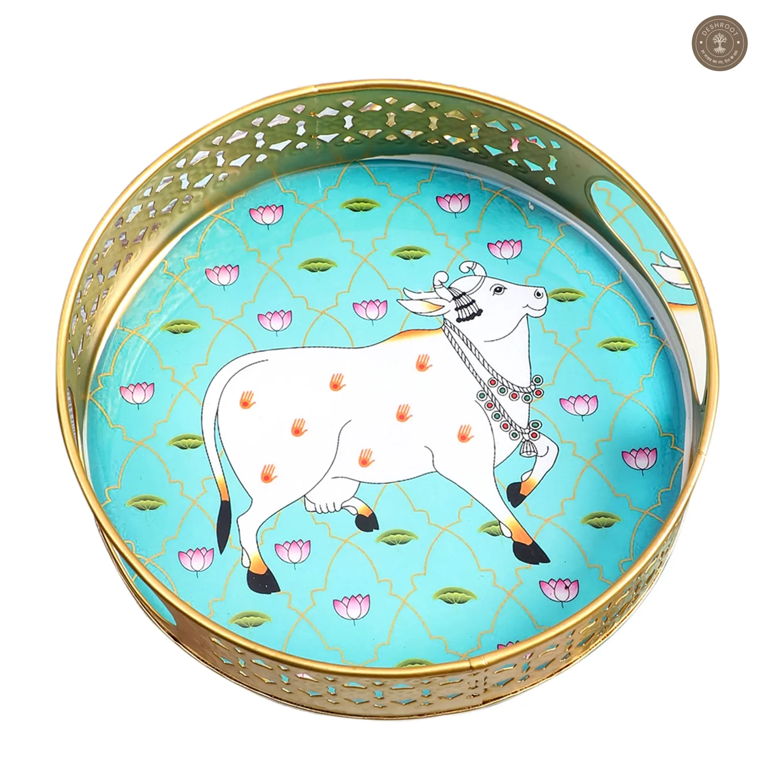 Green Cow Tray Set of 2