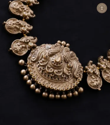 Antique Bronze Terracotta Long Haaram with Matching Jhumkas