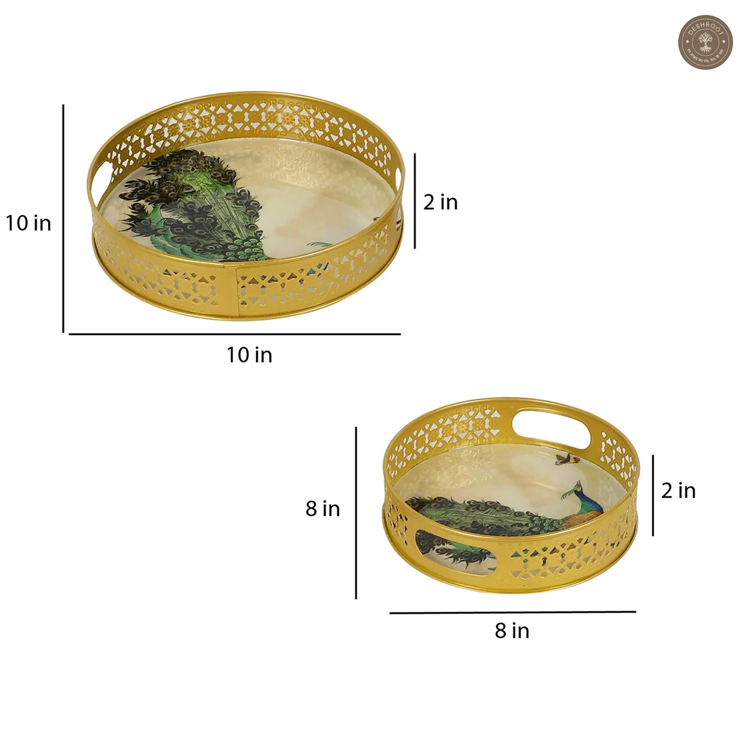 Peacock Tray Set of 2
