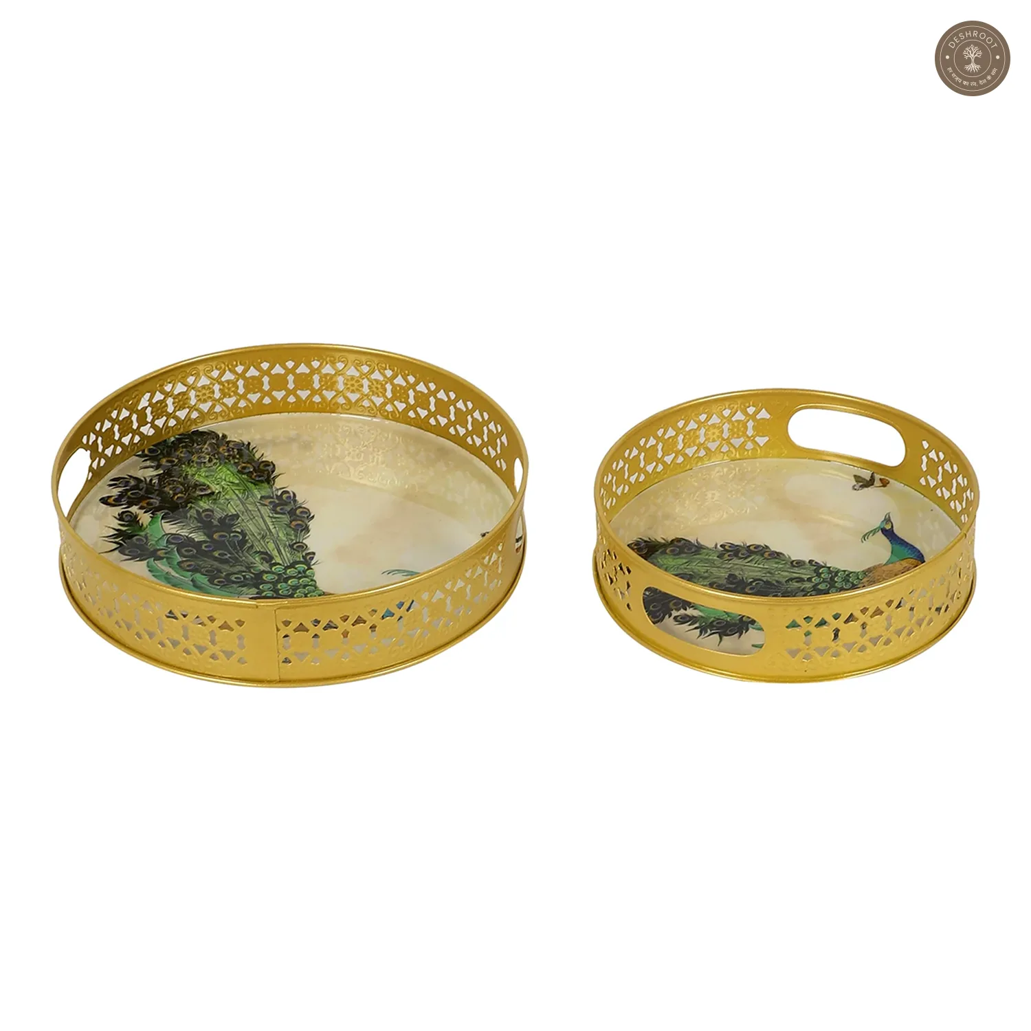 Peacock Tray Set of 2