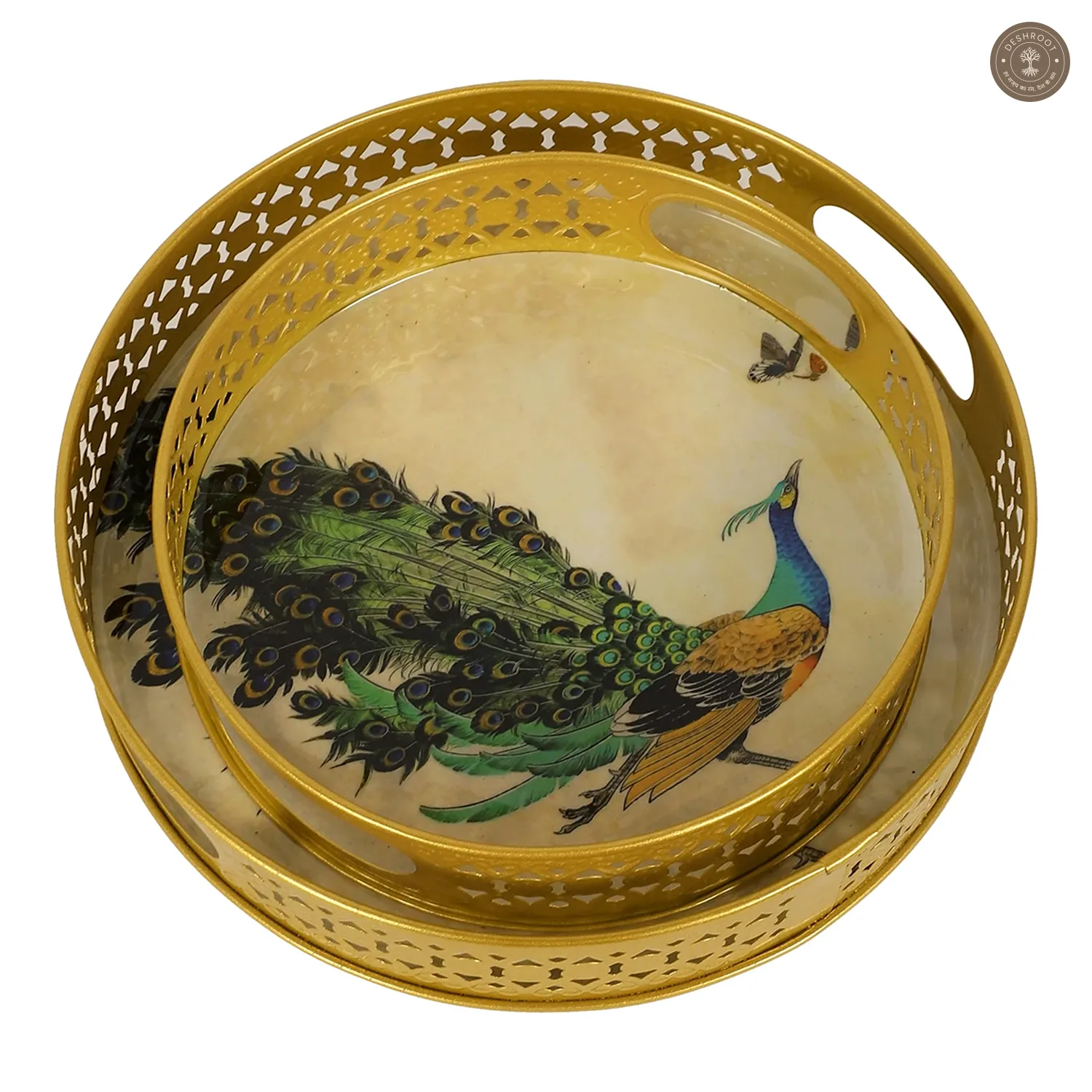 Peacock Tray Set of 2