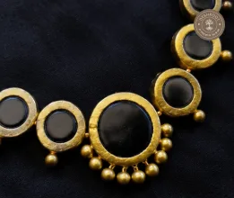 Antique Gold-Black Terracotta Long Chain with Matching Earrings