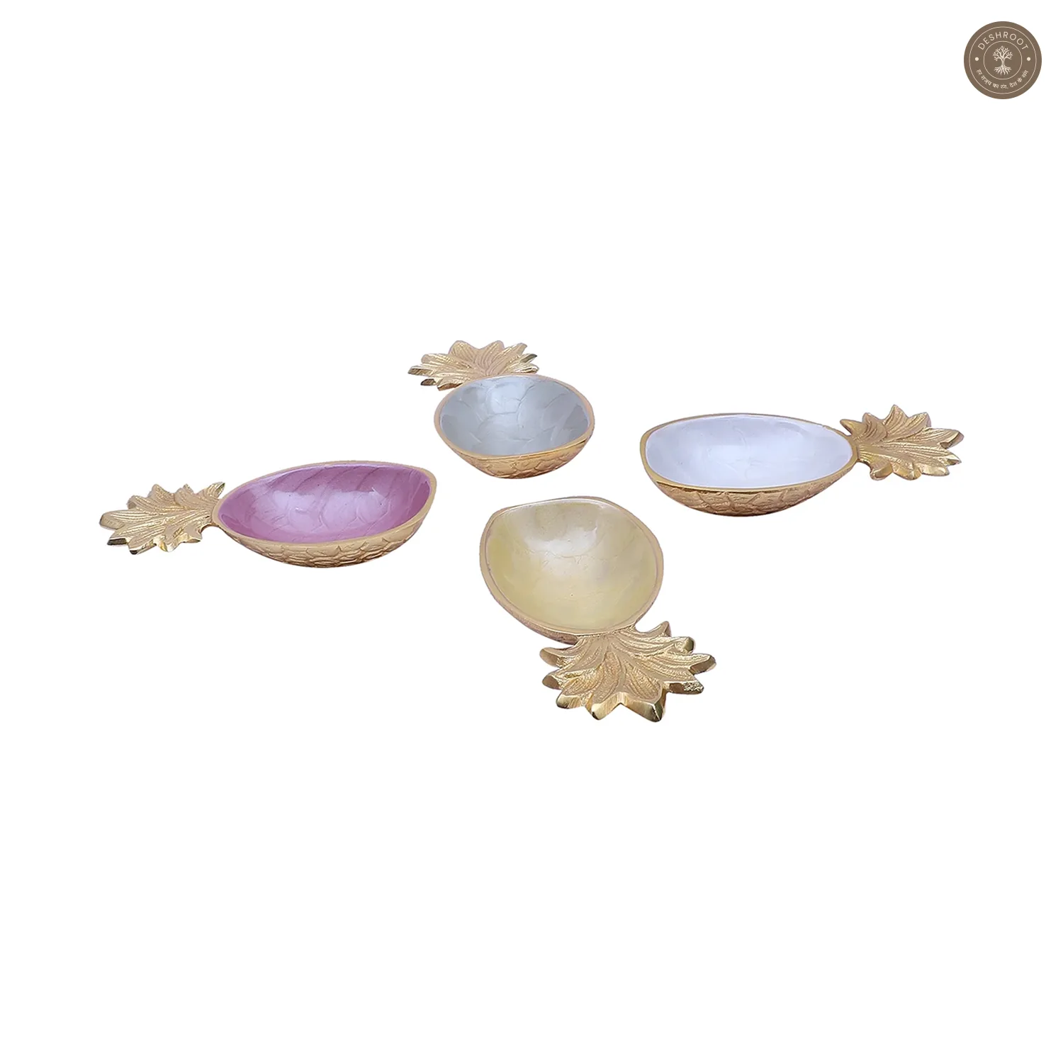 Multicolor Aluminum Pineapple Platter Set of 4