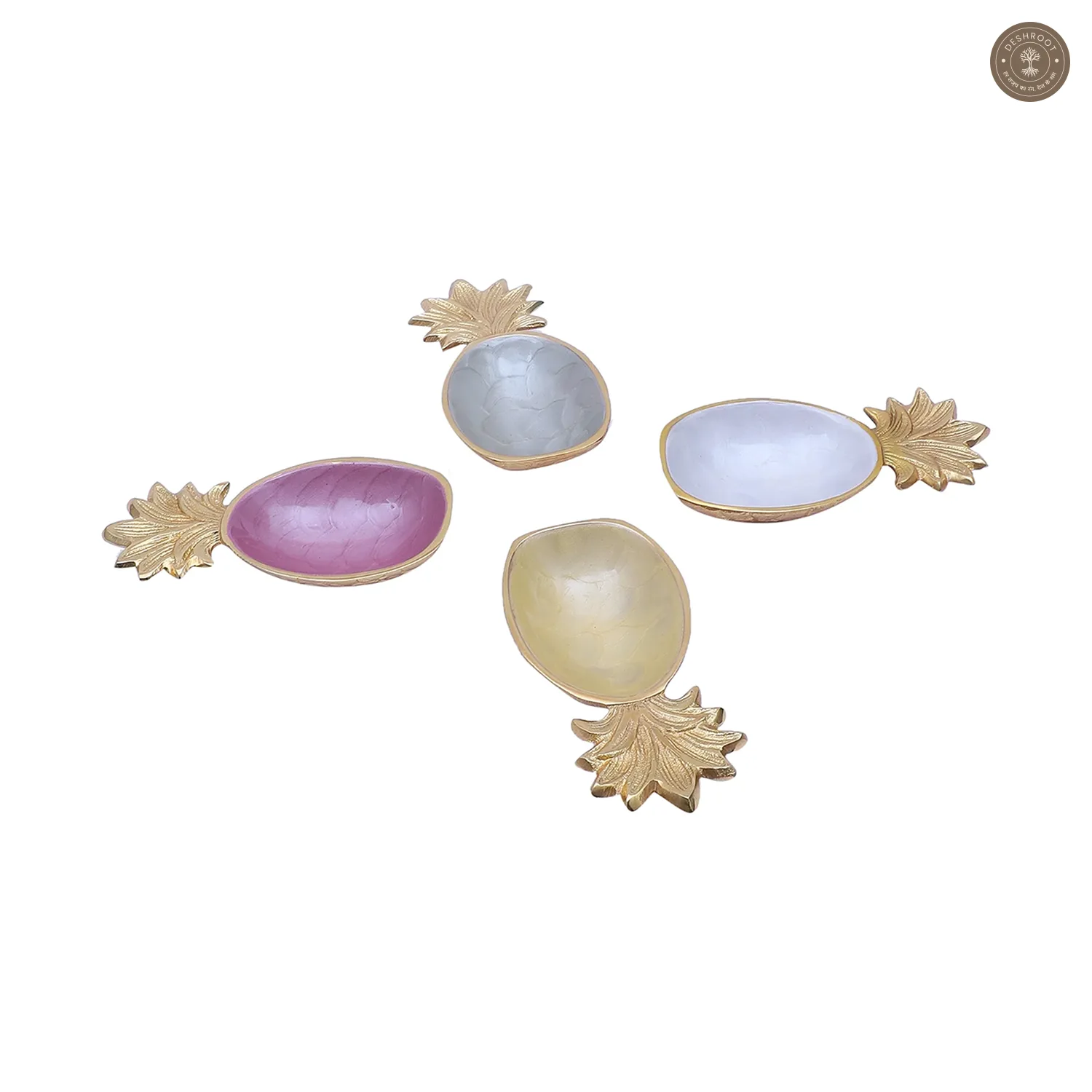 Multicolor Aluminum Pineapple Platter Set of 4
