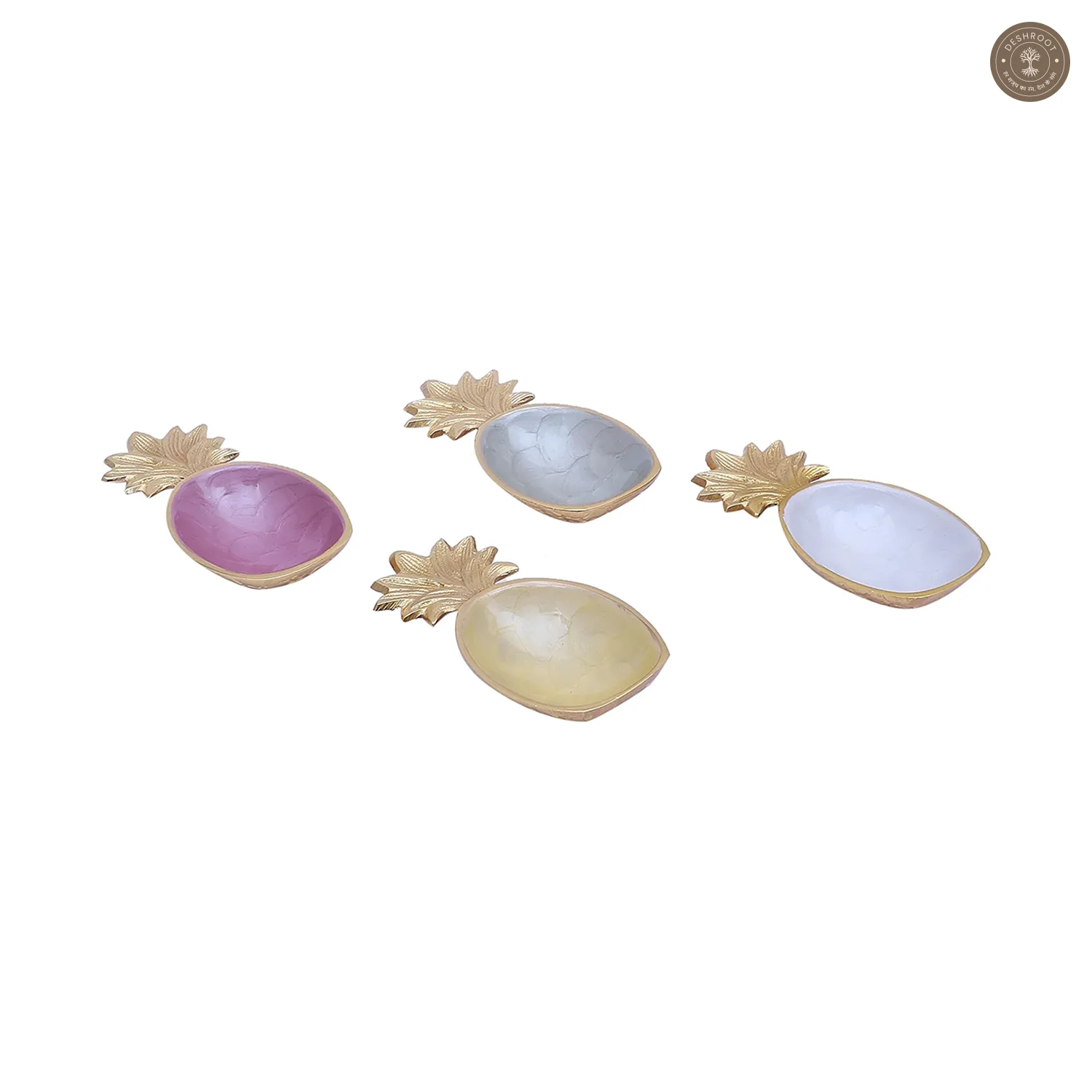 Multicolor Aluminum Pineapple Platter Set of 4