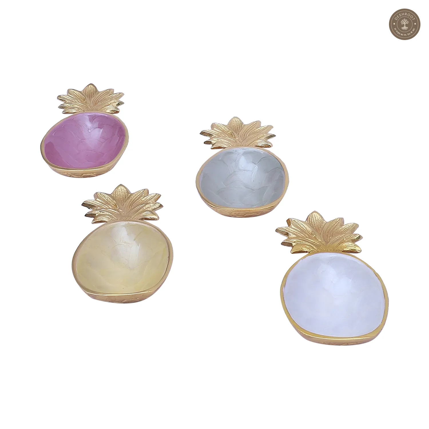 Multicolor Aluminum Pineapple Platter Set of 4