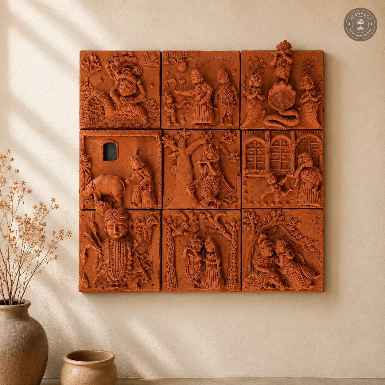 Rajasthani Terracotta Folk Art Story Wall Hanging