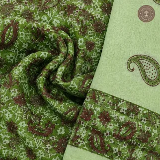 Green Paisley Print 2-Piece Unstitched Suit Set with Dupatta