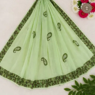 Green Paisley Print 2-Piece Unstitched Suit Set with Dupatta