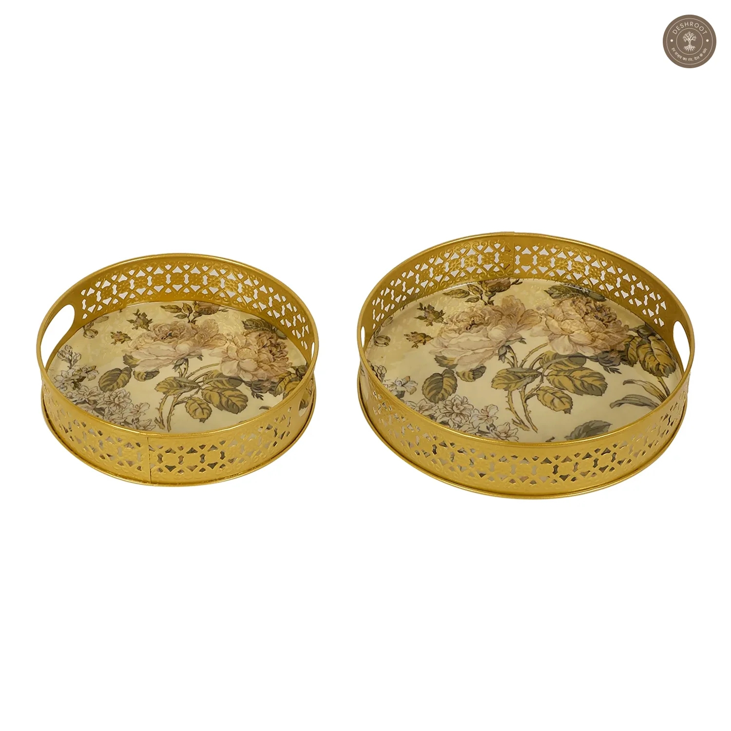 Green & Pink Tray Set of 2