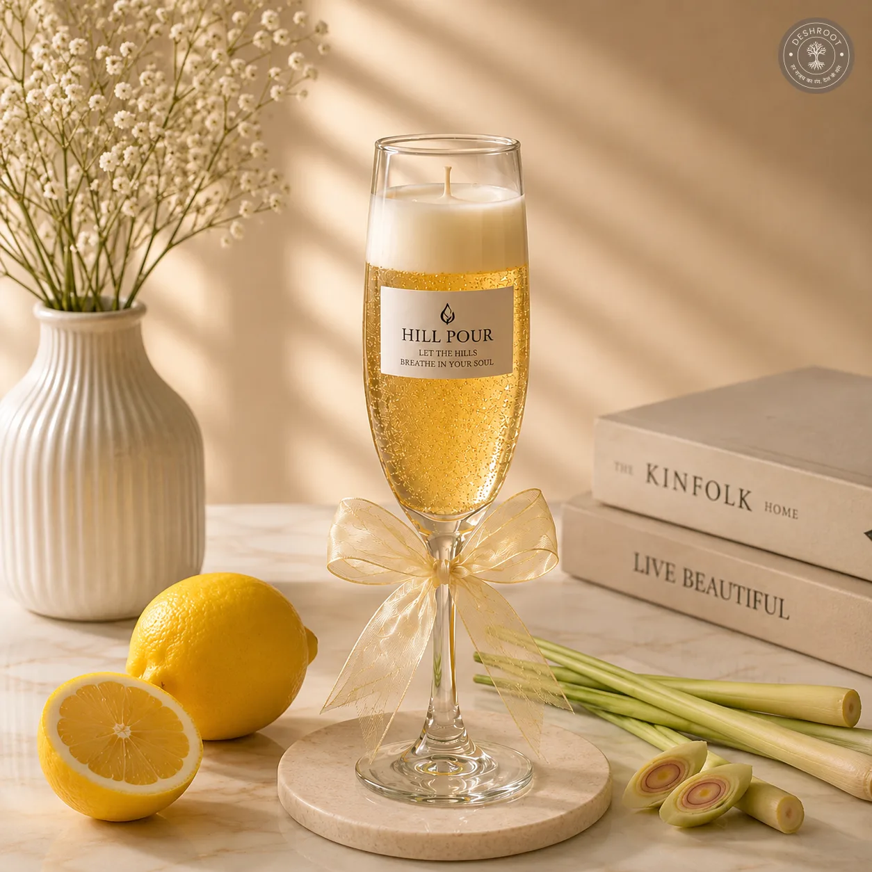 Hill Pour Champagne Light Lemongrass Gel Wax Candle