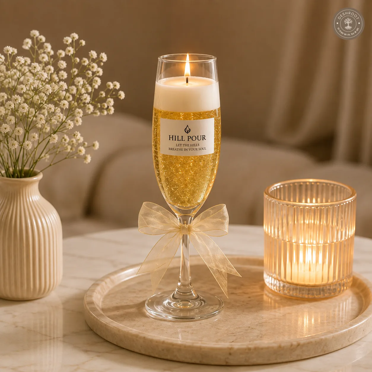 Hill Pour Champagne Light Lemongrass Gel Wax Candle